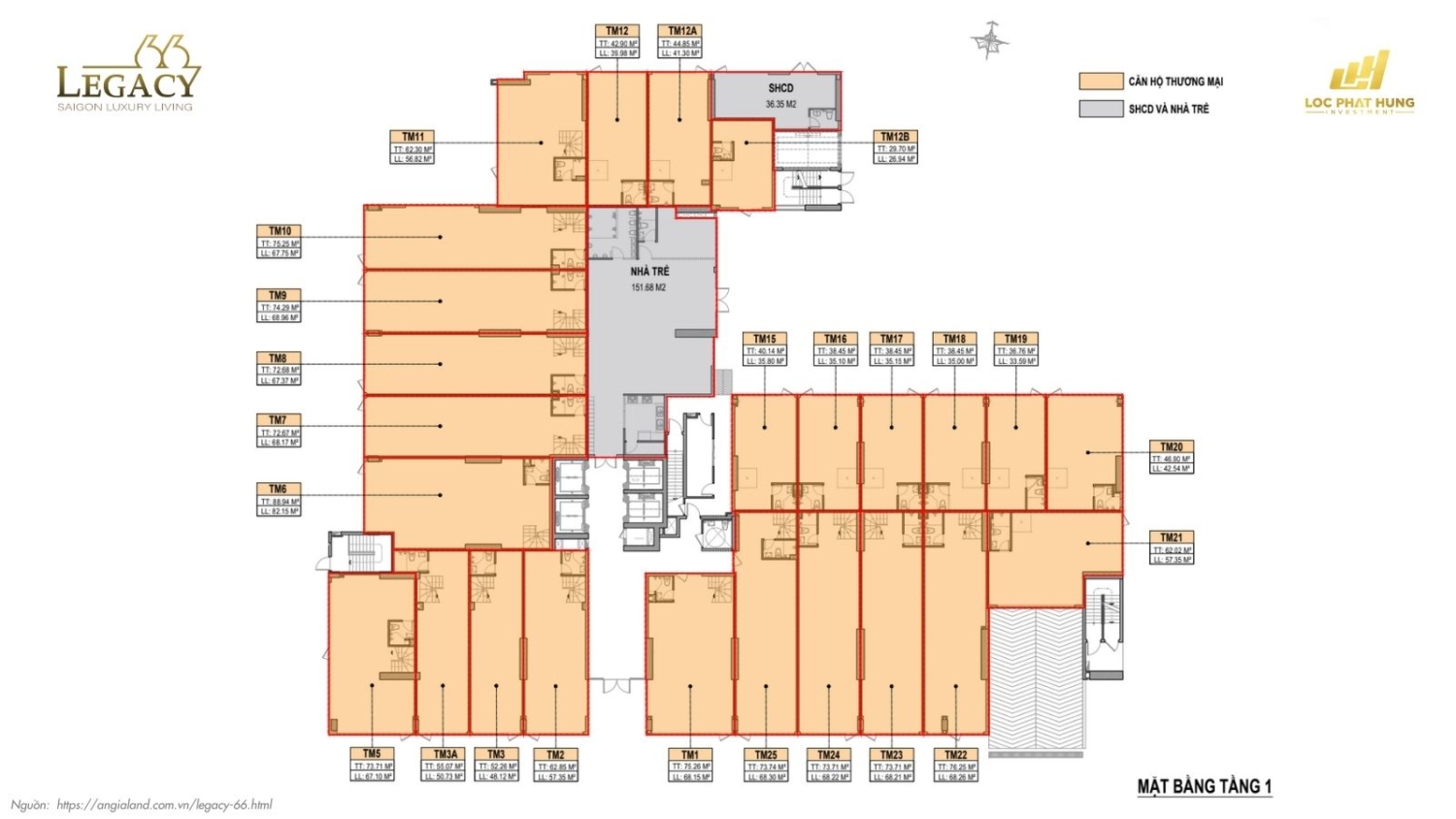 Mặt bằng tầng điển h&igrave;nh căn hộ chung cư Legacy 66, quận 5