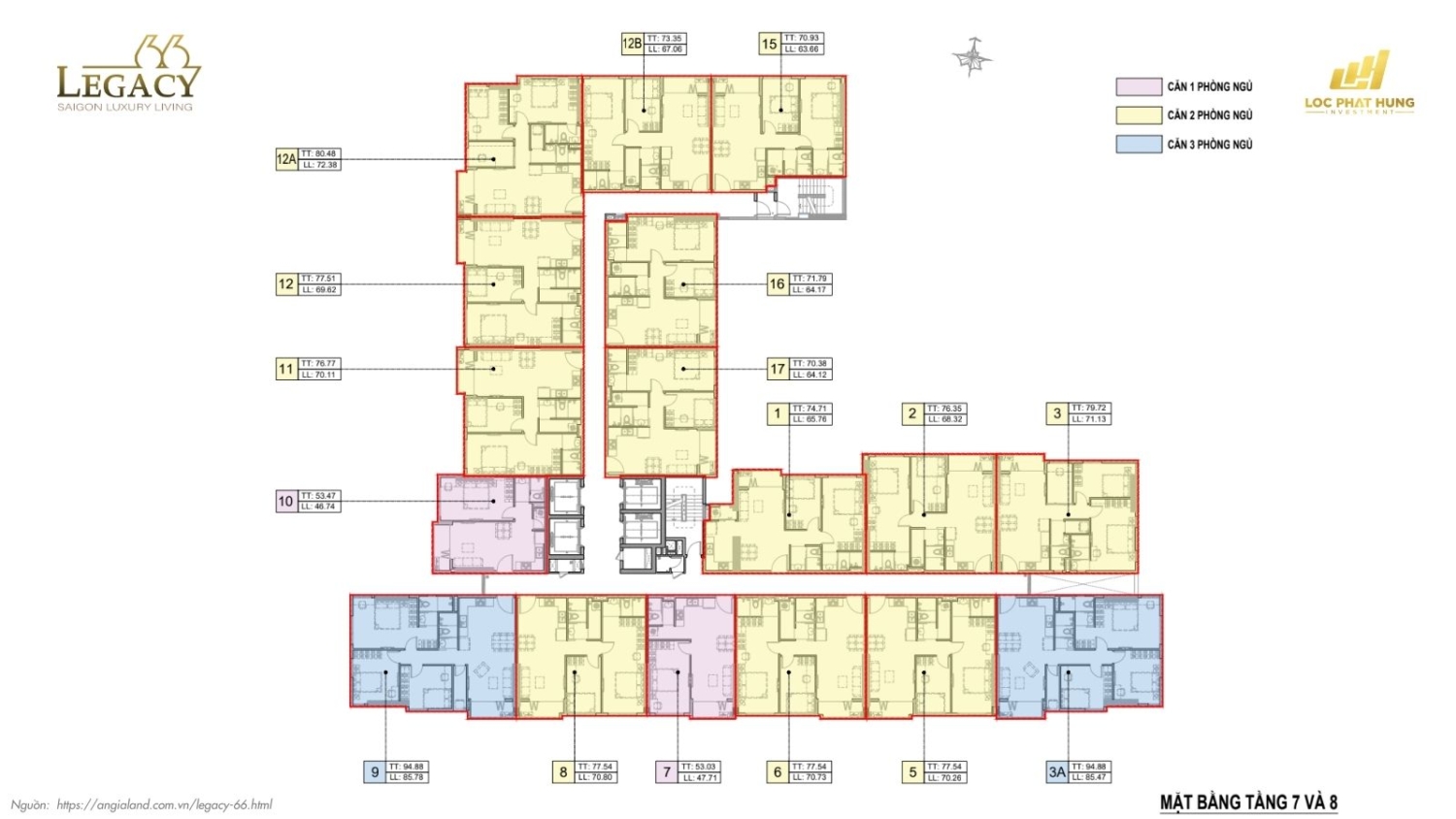 Mặt bằng tầng điển h&igrave;nh căn hộ chung cư Legacy 66, quận 5