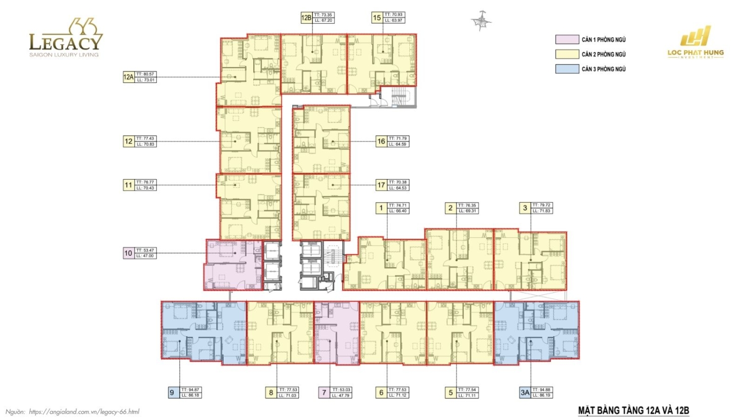 Mặt bằng tầng điển h&igrave;nh căn hộ chung cư Legacy 66, quận 5